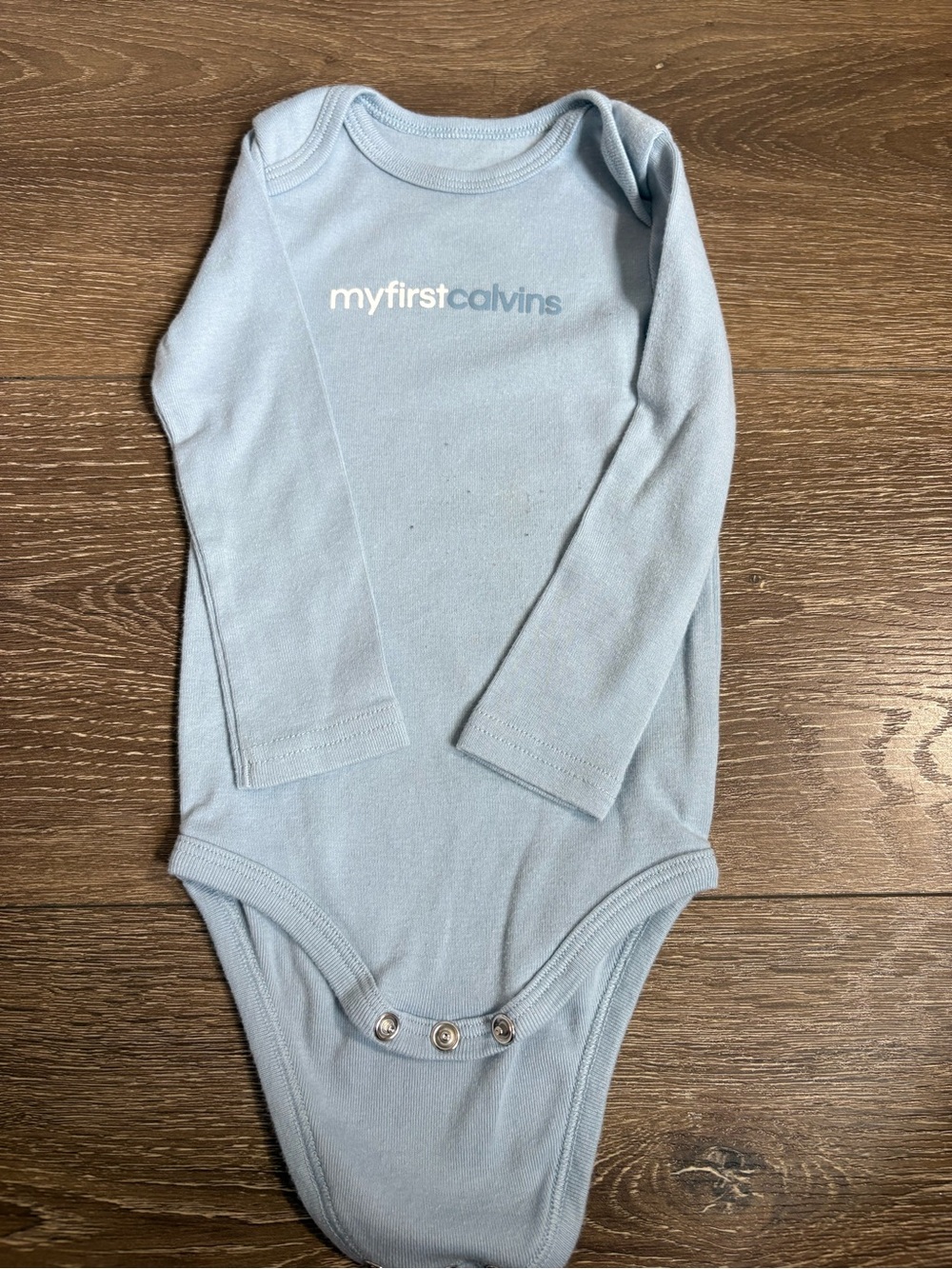 Calvin Klein Light Blue Long-Sleeve Baby One-Piece Bodysuit